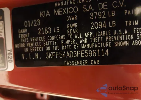 2023 Kia Forte Gt-Line from USA, damaged, VIN 3KPF54AD3PE596114